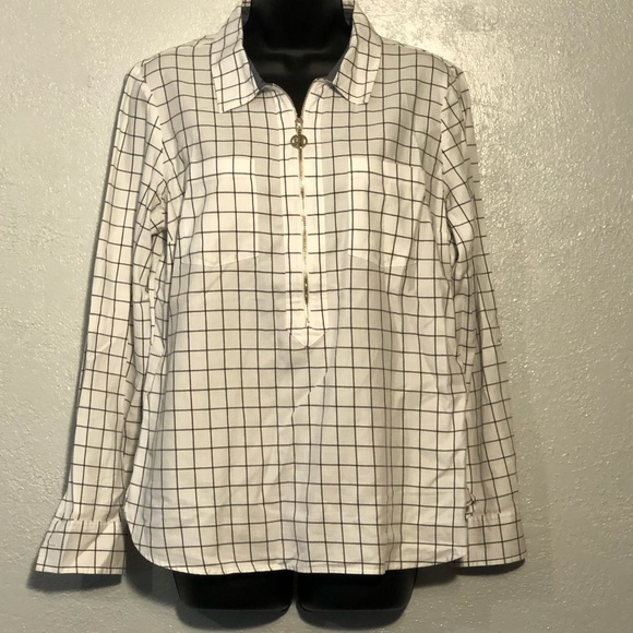 Tommy Hilfiger Tops - TOMMY HILFIGER zip up long sleeve shirt top Medium